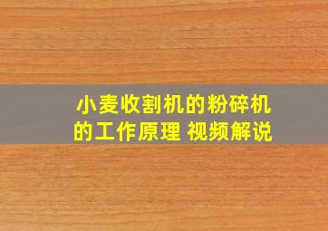 小麦收割机的粉碎机的工作原理 视频解说